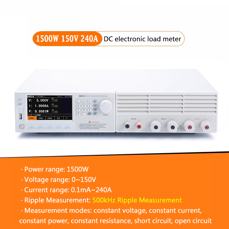 Testeur de charge électronique CC programmable 1 500 W, 150 V, 500 V, 120 A, 240 A, 500 kHz, testeur de décharge de puissance de charge électronique pour CC/CV 