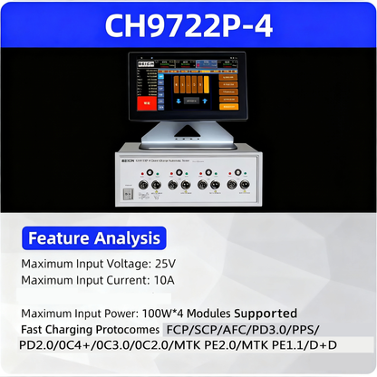 4 - channel Fast Charging Automatic Tester 100W 25V 10A with High performance ARM processor Battery discharge test, dynamic test, list test