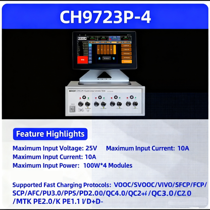 4 - channel Fast Charging Automatic Tester 100W 25V 10A with High performance ARM processor Battery discharge test, dynamic test, list test