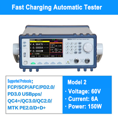 Fast Charge Automatic Tester 150W 60V 6A  500KHz Precise Measurements Versatile Protocol fit for hybrid testing Fast charging electronic load tester