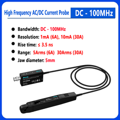 Current Probe High Frequency 50MHz 100MHz 6A 30A AC/DC Current Probe Dual Range BNC Universally Compatible Oscilloscope Adapter power supply