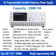 Single phase AC Power Supply 2000VA 3000VA 45-400Hz adjustable programmable control high power output pure sine wave Modbus SCPL AC Power Source