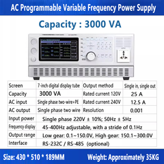 Single phase AC Power Supply 2000VA 3000VA 45-400Hz adjustable programmable control high power output pure sine wave Modbus SCPL AC Power Source