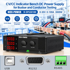 CV/CC Indicator Bench DC Power Supply for Busbar and Conductor Testing NICE-POWER R-SPS30100 0-30V 0-100A 3000W