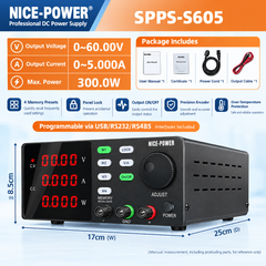 60V 5A Educational Laboratory Power Supply, SPPS-S605 300W Adjustable DC Bench Power Supply for Electronics Education
