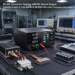 DC-DC Converter Testing with DC Bench Supply KUAIQU 0-60V 0-10A 600W R-SPS6010S with Precision Encoder