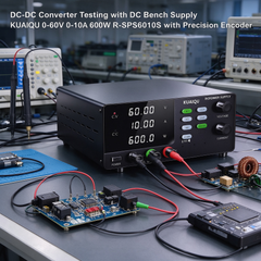 DC-DC Converter Testing with DC Bench Supply KUAIQU 0-60V 0-10A 600W R-SPS6010S with Precision Encoder