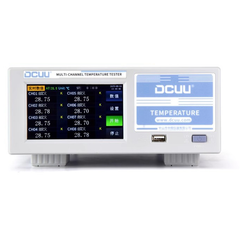 Medidor de temperatura multicanal de 8 y 16 canales, rango de medición de -200 a 1250 °C y de -100 a 1200 °C, con una precisión del 0,2 %. Pantalla táctil LCD TFT a color de 4,3 pulgadas. 