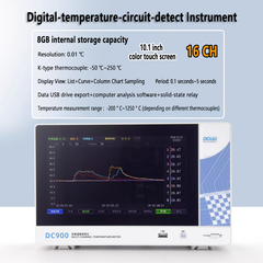 Medidor de temperatura multicanal de 16/32 canales, rango de -50 °C a 250 °C. Instrumento digital de detección de circuitos de temperatura. Pantalla táctil a color de 10,1 pulgadas. 