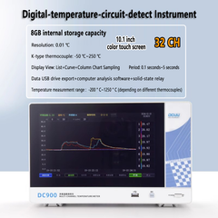Medidor de temperatura multicanal de 16/32 canales, rango de -50 °C a 250 °C. Instrumento digital de detección de circuitos de temperatura. Pantalla táctil a color de 10,1 pulgadas. 