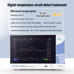 Medidor de temperatura multicanal de 48 y 64 canales (-200~1250 ℃), pantalla táctil de 10,1 pulgadas, 8 GB de almacenamiento interno, medidor de temperatura digital de termopar. 