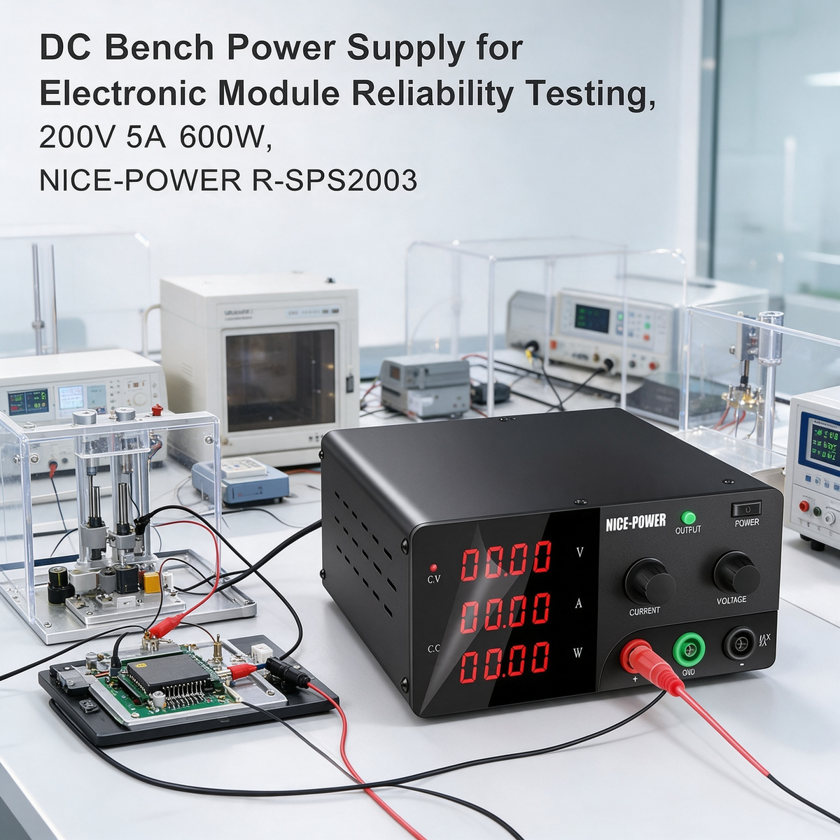 DC Bench Power Supply for Electronic Module Reliability Testing, 200V 3A 600W, NICE-POWER R-SPS2003