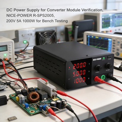 DC Power Supply for Converter Module Verification, NICE-POWER R-SPS2005, 200V 5A 1000W for Bench Testing