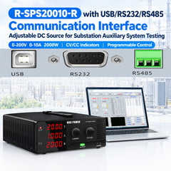 DC Voltage Supply for DC-AC Converter Input Testing NICE-POWER R-SPS20010 0-200V 0-10A 2000W with Adjustable Output