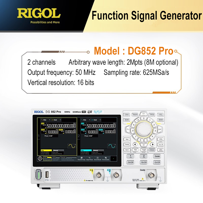 RIGOL Function Signal Generator DG821 Pro DG822 Pro DG852 Pro Signal Generator Adjustable 25MHz 50MHz 625 MSa/s Frequency Meter