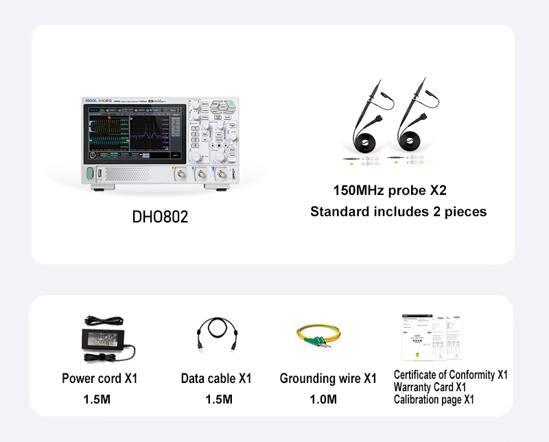 RIGOL Oscilloscope DHO802 DHO812 DHO804 DHO814 2 Channel 12bit Resolution 70MHz 100MHz Electronics Design