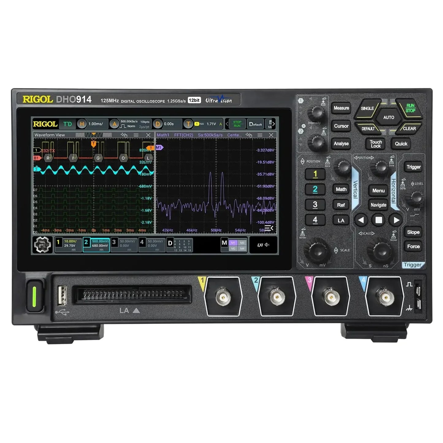 RIGOL Digital Oscilloscope DHO924 DHO924S Storage Oscilloscope Desktop 50Mpts Memory Depth 250MHz Support Type-C power supply