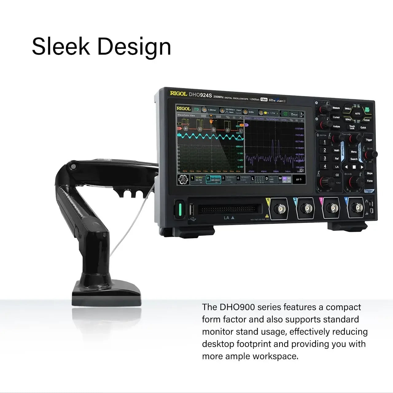 RIGOL Digital Oscilloscope DHO924 DHO924S Storage Oscilloscope Desktop 50Mpts Memory Depth 250MHz Support Type-C power supply