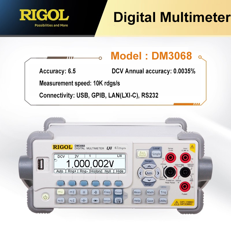 Multímetro digital RIGOL DM3068, comprobador automático de multímetro, pantalla digital de escritorio de 6,5 dígitos, USB, GPIB, LAN, RS232 