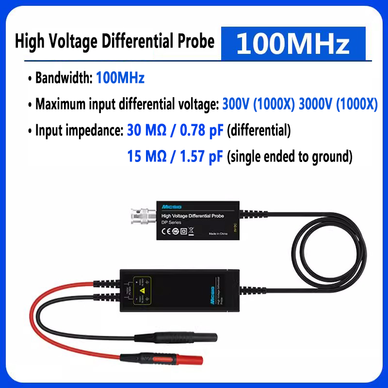 High Voltage Differential Probe 100MHz bandwith 700V 1500V 3000V Oscilloscope Probe 200X 500X 1000X attenuation