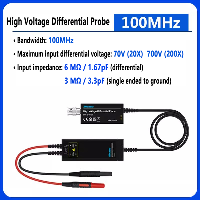 High Voltage Differential Probe 100MHz bandwith 700V 1500V 3000V Oscilloscope Probe 200X 500X 1000X attenuation
