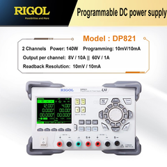 Fuente de alimentación regulada de CC RIGOL DP821 DP821A programable lineal 2 canales 140 W 8 V/10 A ‖ 60 V/1 A interfaces enriquecidas 