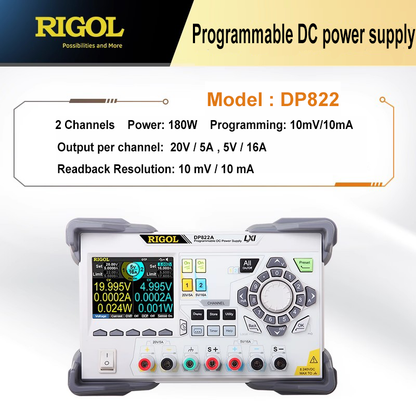 RIGOL DP822 DP822A 2CH DC Power Supply Programmable 20V/5A ‖ 5V/16A 10mV/10mA 1mV/1mA Linear Power Supply