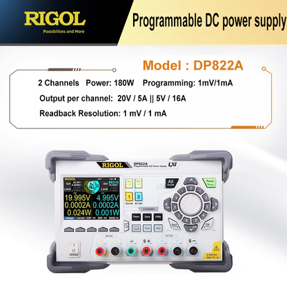 RIGOL DP822 DP822A 2CH DC Power Supply Programmable 20V/5A ‖ 5V/16A 10mV/10mA 1mV/1mA Linear Power Supply