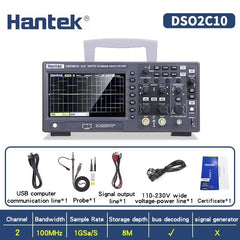 Hantek 2-Channel Digital Oscilloscope DSO2C10 100Mhz 1GS/s 8Mpts FFT 5 Protocol decoder PC based USB Oscilloscope