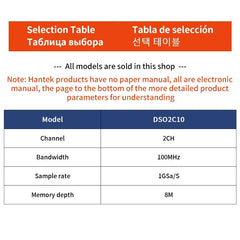 Hantek 2-Channel Digital Oscilloscope DSO2C10 100Mhz 1GS/s 8Mpts FFT 5 Protocol decoder PC based USB Oscilloscope