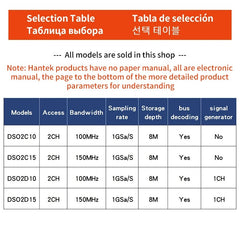 Hantek Digital Oscilloscope DSO2C15 2 Channels 150Mhz Storage USB Multimeter Tester for Industrial Electronics