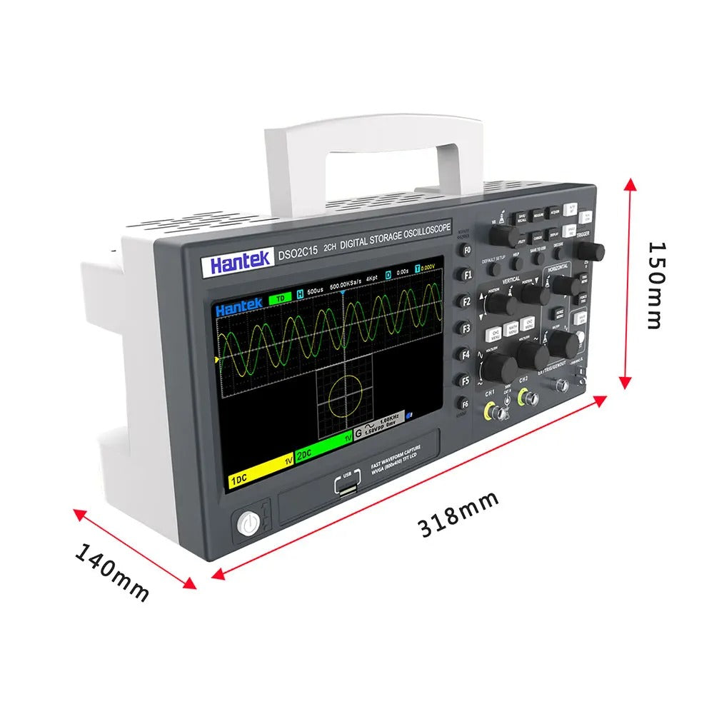 Hantek Digital Oscilloscope DSO2C15 2 Channels 150Mhz Storage USB Multimeter Tester for Industrial Electronics