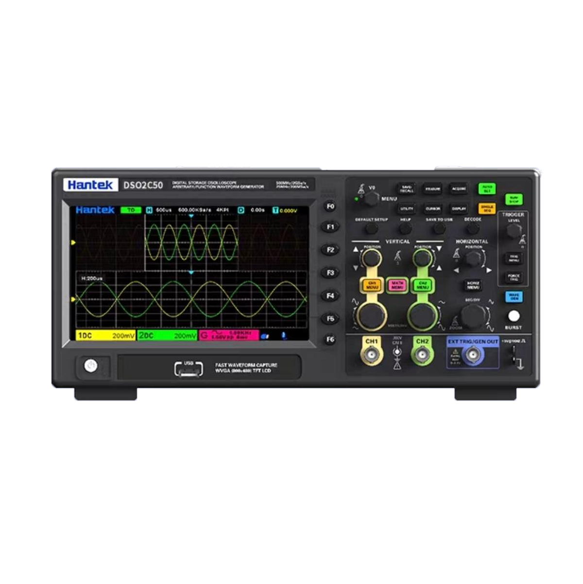Hantek Digital storage desktop oscilloscope probe dual channel signal source generator DSO2C50 (500M+2CH+2G sampling rate)
