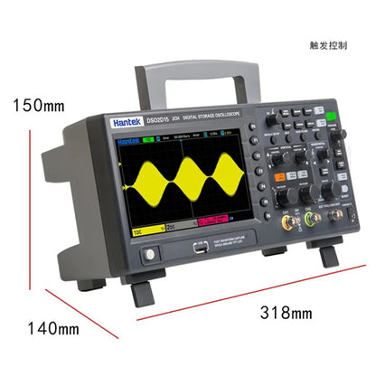 Hantek DSO2D15 Digital Oscilloscope 150MHz 1GSa/s 2CH+1CH Channels Desktop Oscillograph 7 Inch 24bit TFT LCD Screen Oscilloscope