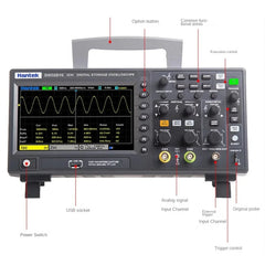 Hantek DSO2D15 Digital Oscilloscope 150MHz 1GSa/s 2CH+1CH Channels Desktop Oscillograph 7 Inch 24bit TFT LCD Screen Oscilloscope