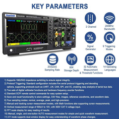 Hantek Digital Oscilloscope DSO2D20 2 Channels 200Mhz/350Mhz USB Osciloscopio Tester Lab Digital Oscillator