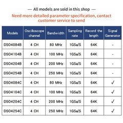 Hantek DSO4084C DSO4104C DSO4204C DSO4254C Oscilloscope 4 channel output/80~250MHz bandwidth/minimum range 500uV Signal Generator