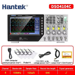 Hantek DSO4084C DSO4104C DSO4204C DSO4254C Oscilloscope 4 channel output/80~250MHz bandwidth/minimum range 500uV Signal Generator