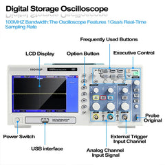 Hantek Digital Storage Oscilloscope DSO5072P DSO5102P DSO5202PUSB PC Osciloscopio 2 Channel  70/100/200MHz Bandwidth 1GSa/s Real Time Sample Rate