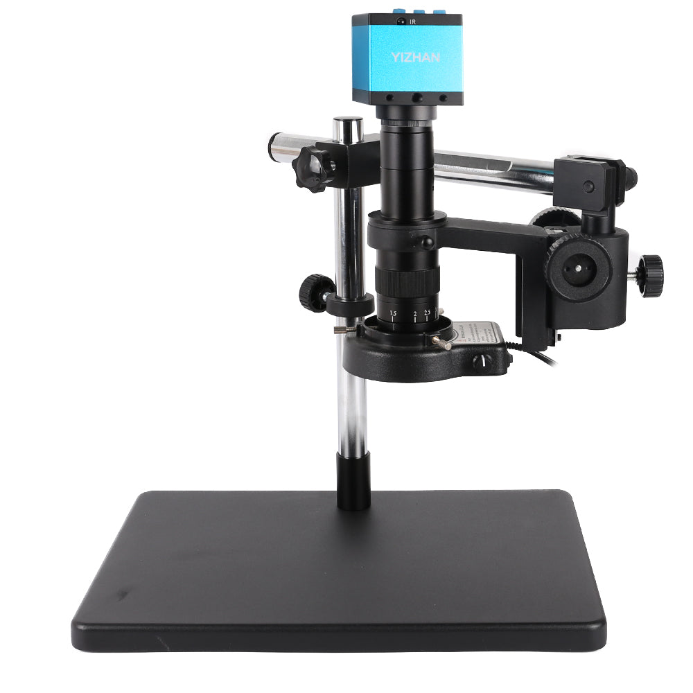 Microscopio digital YIZHAN 48MP 4K, salida HDMI USB, lente 1-180X, soporte de brazo cruzado para inspección con ajuste de dirección completa