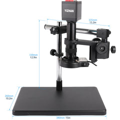 Microscope numérique YIZHAN, objectif 180X, 13MP, sortie HDMI VGA, support à bras transversal réglable pour l'inspection électronique