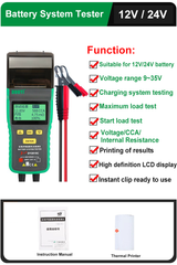 Testeur de système électrique universel 12 V 24 V, testeur de système de batterie automobile, outil de test de démarrage de charge 100 ~ 1700 CCA 