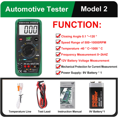 Digital Automotive Multimeter Closing angle 120 ° 360 ° 500~10000RPM 300 ~ 19999 RPM Battery Testing Professional Digital Multimeter