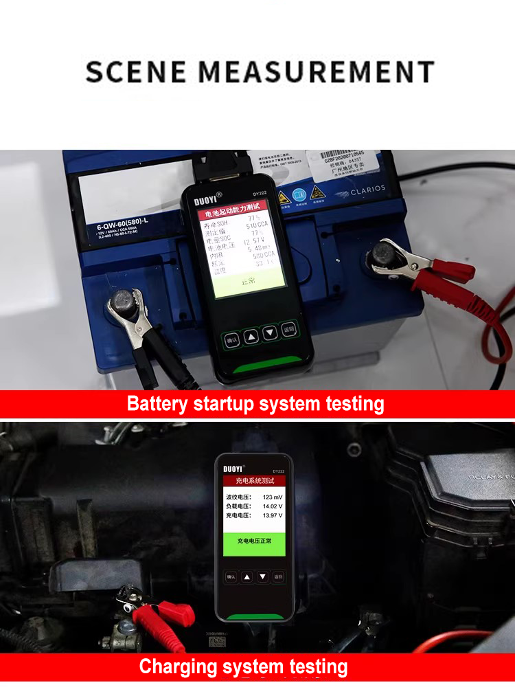 Battery System Tester DC 9V ~ 35V Start system testing Battery life testing fit for 12V / 24V battery 3.2-inch color screen display