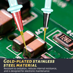 Punta de sonda intercambiable desmontable de 20 A y 1000 V con punta de 0,1 mm de diámetro y juego de puntas de prueba de multímetro con puntas afiladas de precisión chapadas en oro reemplazables.