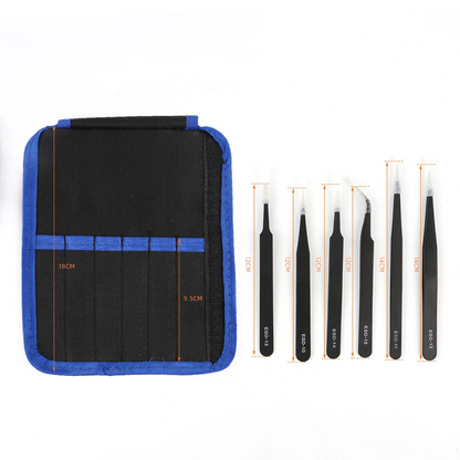 Anti-Static Precision Tweezers Set-6 Pieces ESD-10 to 15 for Electronics Repair, Crafting