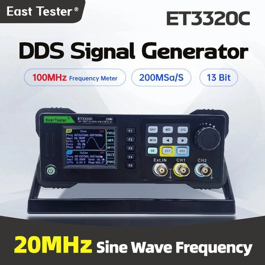 ET3320C KUAIQU 20Mhz DDS Dual Channel Function/Arbitrary Waveform Generator Signal Source Frequency Meter
