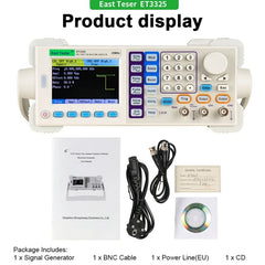 Generadores de funciones de forma de onda ET3325 con 5 formas de onda básicas y 32 formas de onda arbitrarias. Interfaz de dispositivo RS232 y USB. 