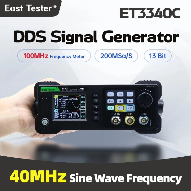 DDS Signal Generator ET3340C DDS Dual Channel 100MHZ Frequency Meter 200MSa/s 13 Bit 40Mz sine Wave Frequency Waveform Generator