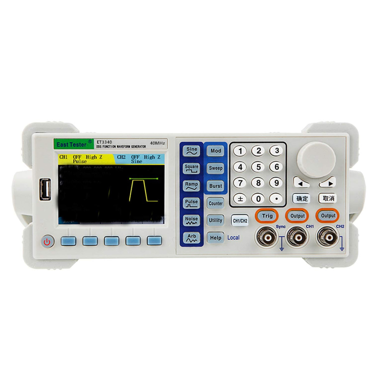 Generador de señales DDS de dos canales ET3360 de 60 MHz con función de forma de onda arbitraria, generadores de funciones de 200 MS/s USB 